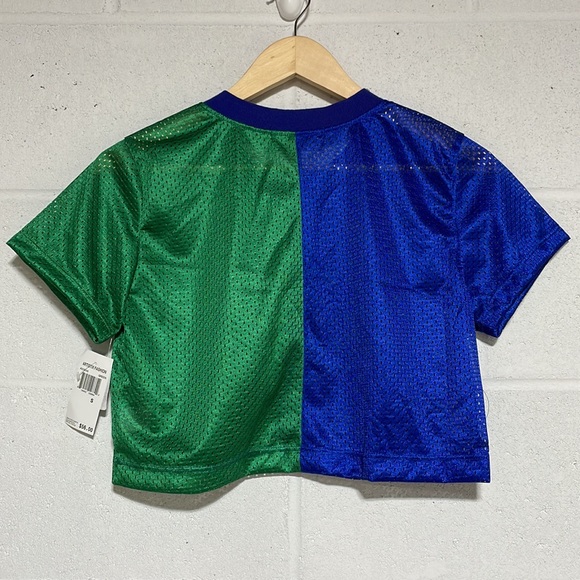 NWT (S) ARTISTIX perforated breathable crop sports Royal blue green color-block - Picture 3 of 8